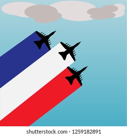 France flag and fighter aircraft. country flag vector design.