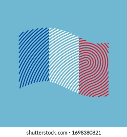 France flag filled with fingerprint pattern- vector illustration
