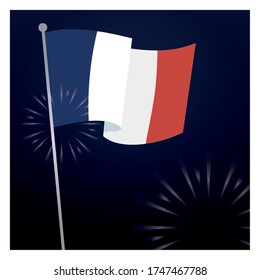 france flag with fireworks design, Happy bastille day and french theme Vector illustration