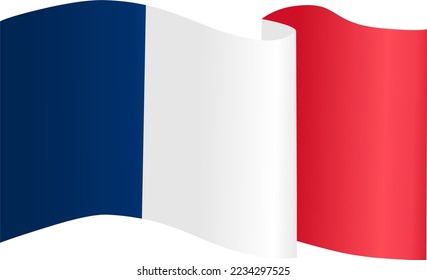 France flag flying on white background