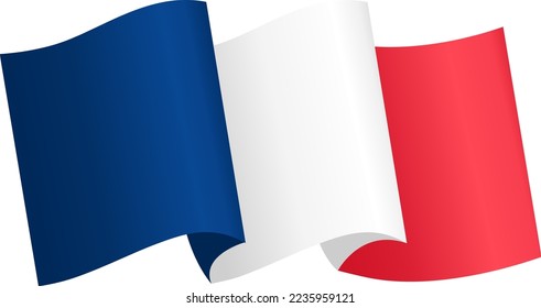 France flag flying on white background