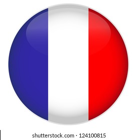France Flag Glossy Button.