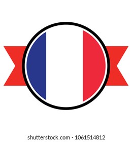 France flag in glossy round button of icon. 
flag logo of France emblem isolated on white background, France national concept sign, Vector illustration.