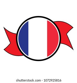 France flag in glossy round button of icon. flag logo of France emblem isolated on white background, France national concept sign, Vector illustration.