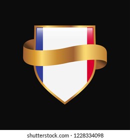 France flag Golden badge design vector