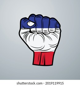 France Flag with Hand Design isolated on white background. Vector illustration