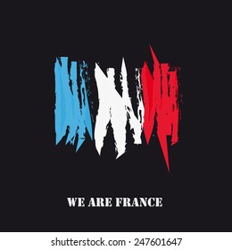 France Flag Hand Drawn With Text We Are France