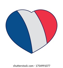 france flag heart design, Happy bastille day and french theme Vector illustration