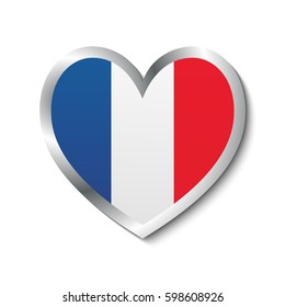 France, flag, heart icon