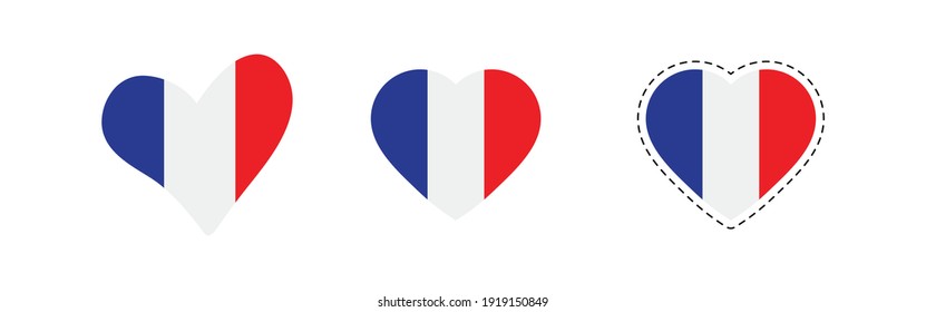 France flag. Heart with flag of France. Love  emblem.