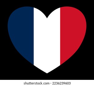Bandera de Francia en forma de corazón aislada en un fondo transparente