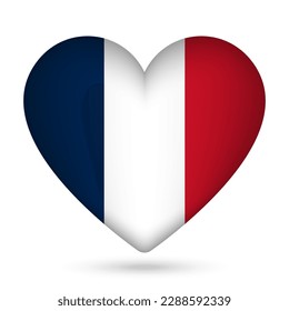 France flag in heart shape. Vector illustration.