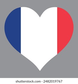 France flag in heart shape, vector illustration on isolated background