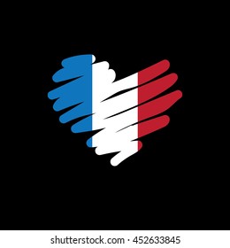 France flag heart shape  -vector