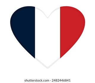 Bandera de Francia en forma de corazón. Vector