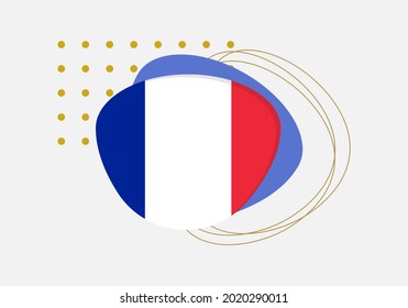 France flag icon or badge. French national emblem with abstract background and geometric shapes. Vector illustration.