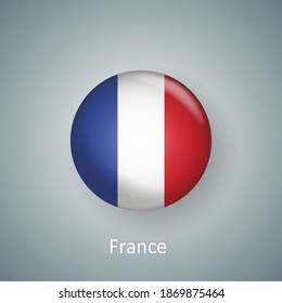 Icono de bandera de Francia círculo gradiente 3d aislado