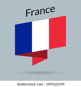 France flag icon. French national emblem in origami style. Vector illustration.