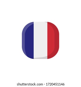 France Flag Icon , National Flag Square Symbol .