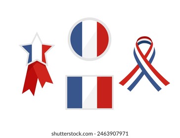 France flag icon set vector isolated on a white background.