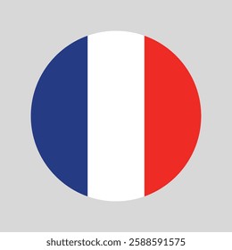 France flag icon vector. Circle Flag of France. France country flag is a symbol of freedom. Rectangle French flag illustration.