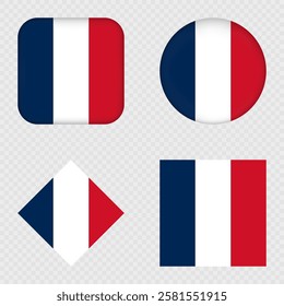 France Flag Icons Pack. Vector illustration.