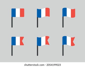 France flag icons set, French flag symbol