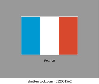 France flag. Illustration of the flag on gray backgound. Illustration contains text: france