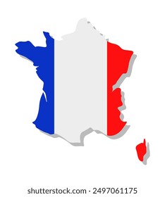 France - Flag inscribed in the contour of the country. Vector illustration.