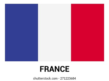 France flag isolated vector in official colors and Proportion Correctly. country's name label in bottom