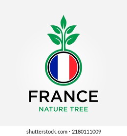Frankreich Flagge Symbol für das Logo des Blattes, Symbol für das Naturzeichen, Vektorgrafik, Logo der Baumnation
