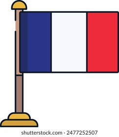 France flag linear color vector illustration