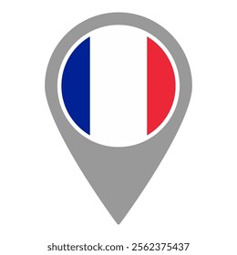 France flag location pin, flag application, Flag on Location Pin, graphic design, map pointer, vector illustration.