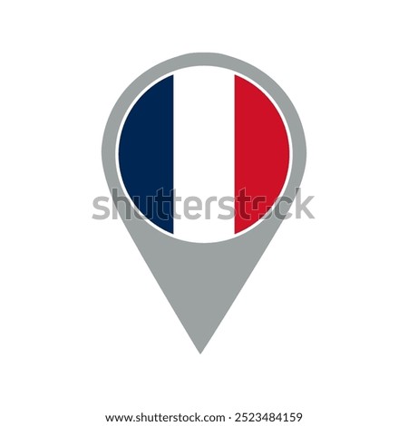 france flag location pin, flag application, Flag on Location Pin, graphic design, map pointer, vector illustration.