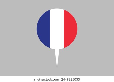 France flag with location sign, Flag of France national country symbol illustration Vector, Rectangle French flag illustration, Flat vector illustration
