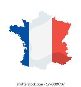 bandera de francia en emblema del mapa