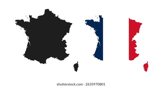 France flag map icon set