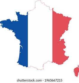 FRANCE FLAG AND MAP ICON VECTOR
