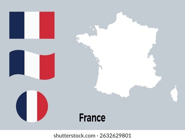 France Flag and Map Illustration – National Symbol Vector Design