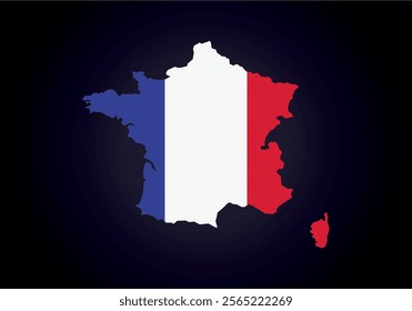 France flag and map vector.