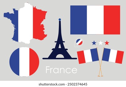 France  Flag map vector eps file