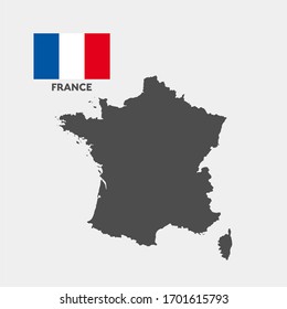 Bandera y mapa de Francia. Ilustración de vectores en fondo gris