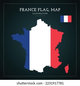 France Flag Map Vector Illustration