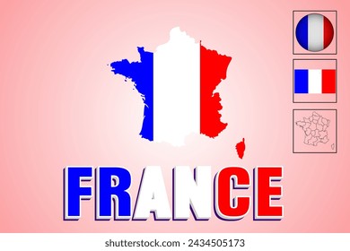 France flag and map in vector illustration
