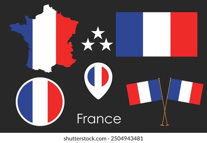 France Flag Map vector illustration