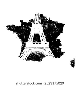 France flag with map- vector illustrtion