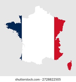 France flag map vector. Flag map of France on gray background