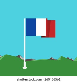 France flag with nature background in flat design