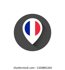 France flag and navigation icon.France here. map pointer