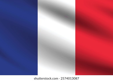 France flag official colors and proportion digital vector illustration. Pleated flag.